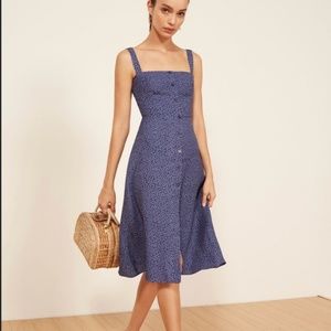 Reformation Dress Persimmon Hyacinth Blue Pre-Own